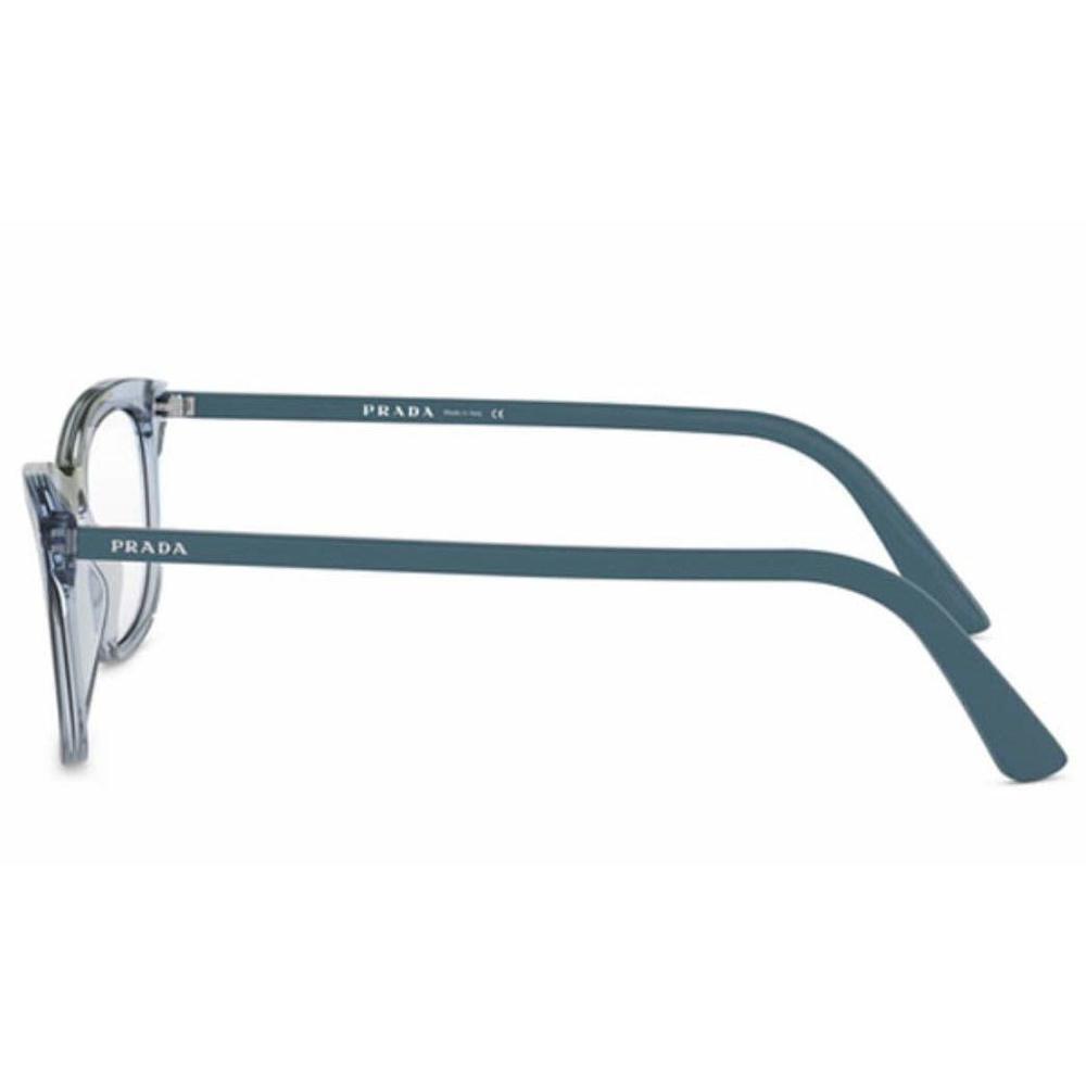 New Prada VPR-10VV 325-1O1 Crystal Blue Eyeglasses with Blue Temples 54/18/145 - Picture 3 of 4